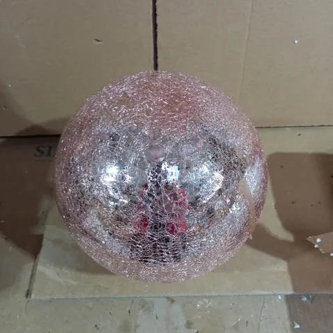 DESIGNER CRACKLE BLUSH PINK GLASS ORNAMENT 