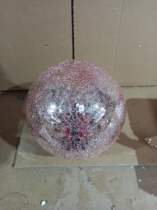 DESIGNER CRACKLE BLUSH PINK GLASS ORNAMENT 