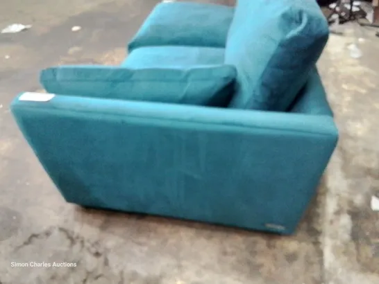 QUALITY BRITISH DESIGNER LOUNGE Co. TWO SEATER SECTION PLUSH TEAL FABRIC 