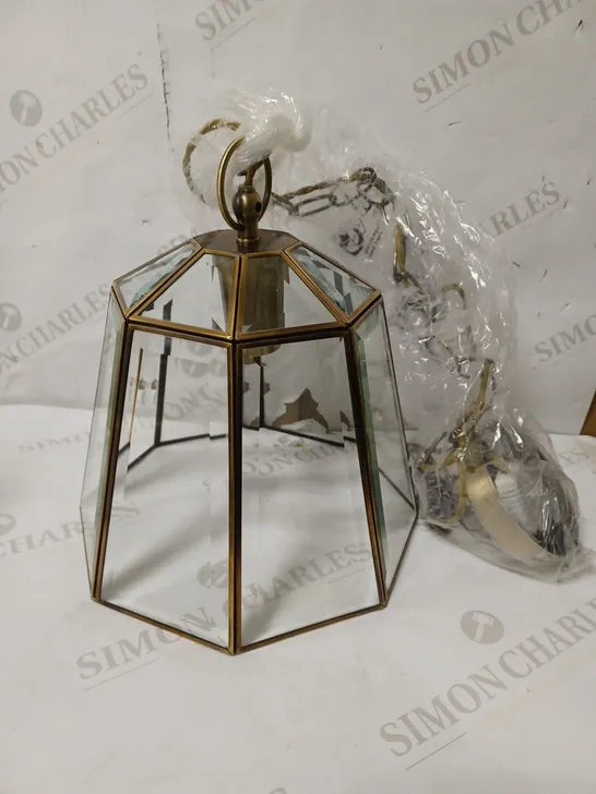 LAURA ASHLEY CLAYTON ANTIQUED BRASS LIGHT PENDANT FITTING