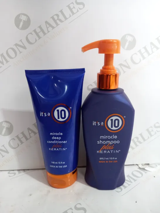 SET OF 2 ITS A 10 MIRACLE DEEP CONDITIONER PLUS KERATIN & SHAMPOO