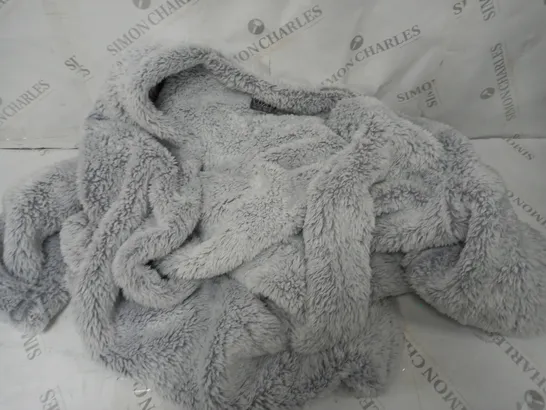 COZZEE HOME TIPPED FLUFF GREY CARDIGAN - LARGE