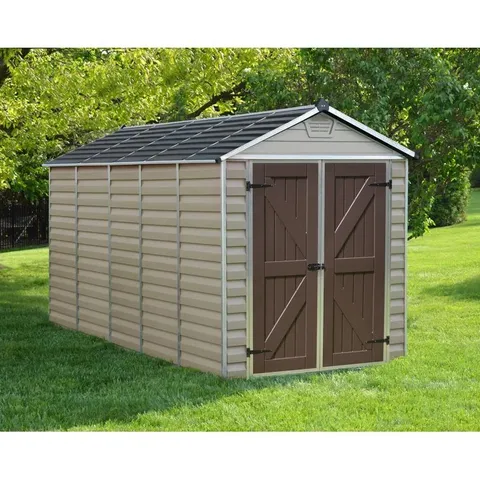BOXED 6FT W X 12FT D PLASTIC GARDEN SHED (2 BOXES)