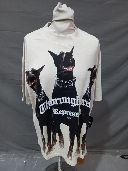 REPRESENT VINTAGE WHITE THOROUGHBRED T-SHIRT - MEDIUM