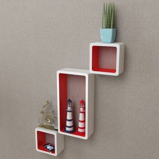 BOXED CHIDERA WALL SHELF - RED FINISH