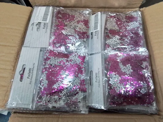 TWO BOXES OF 144 BRAND NEW 14G PACKS OF PINK/SILVER  HAPPY BIRTHDAY CONFETTI 