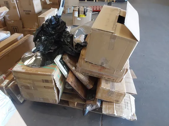 PALLET OF ASSORTED HOUSEHOLD PRODUCTS AND INCOMPLETE BOXED FURNITURE 