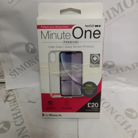 BOX OF 20 MINUTE ONE CLEAR CASE & SCREEN PROTECTOR KITS FOR IPHONE XR