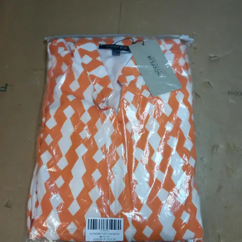 INDEFEIR ORANGE/WHITE DIAMOND PRINT TOP - SIZE XS