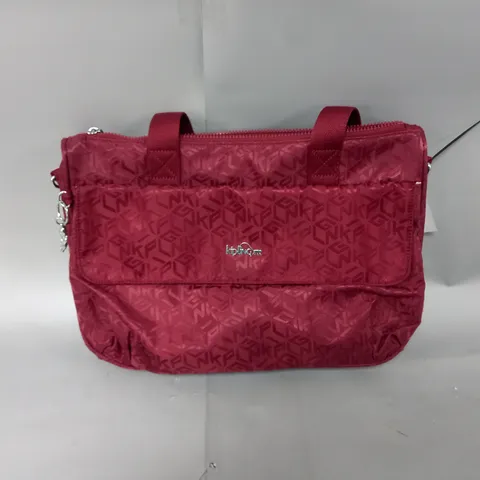 KIPLING PREMIUM ELNORA MEDIUM MULTIWAY SHOULDER BAG IN JACQUARD CARMINE 