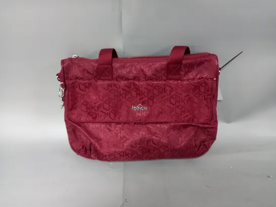 KIPLING PREMIUM ELNORA MEDIUM MULTIWAY SHOULDER BAG IN JACQUARD CARMINE 