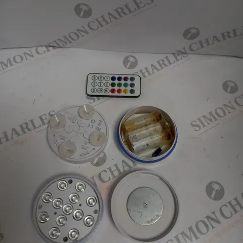 BOXED SUBMERSIBLE LED LIGHT WITH MAGNET, SUCTION CUP, RF REMOTE. 