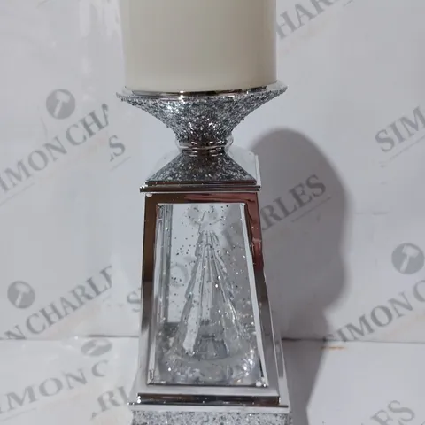 BOXED JULIEN MACDONALD FLAMELESS SWIRLING GLITTER CHRISTMAS TREE CANDLE HOLDER