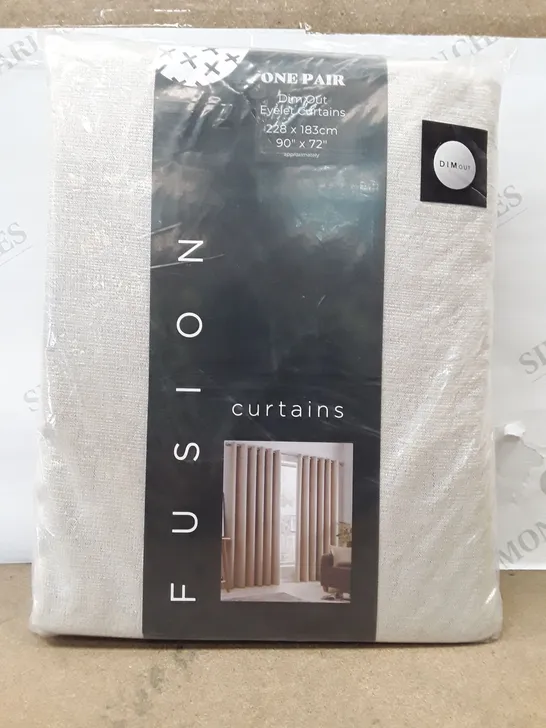 BRAND NEW FUSION ONE PAIR DIM OUT EYELET CURTAINS STRATA - 228CM - 183CM 