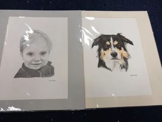 2 ASSORTED DIANE ADKINS ARTWORKS TO INCLUDE PENCIL AND WATERCOLOUR