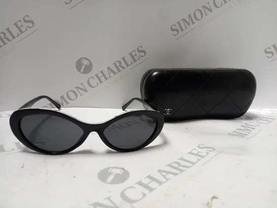 BOXED CHANEL OVAL SUNGLASSES IN BLACK