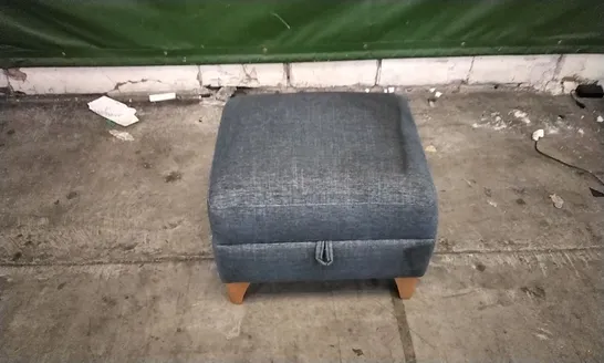 QUALITY BRITISH DESIGNED & MANUFACTURED G PLAN PETROL BLUE FABRIC STORAGE FOOTSTOOL