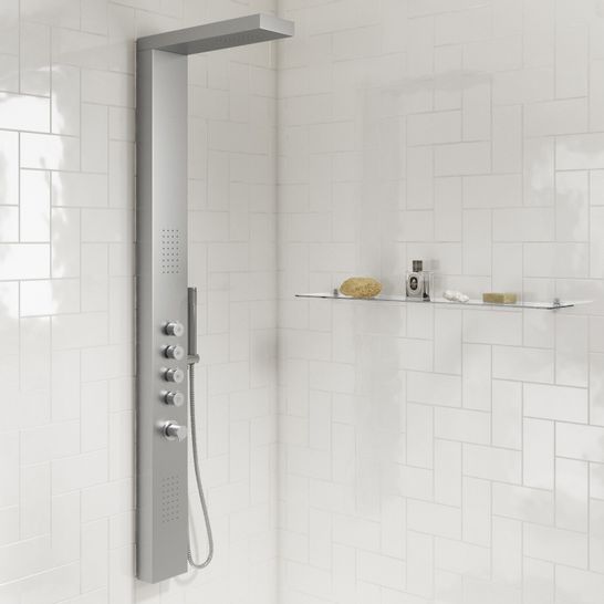BOXED PROVO BRUSHED CHROME SHOWER TOWER