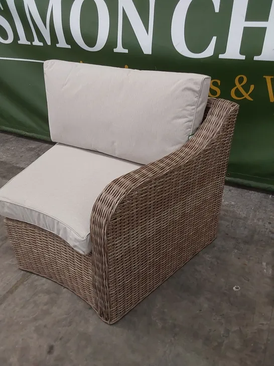 BOXED PRIMROSE LIVING PATIO AND GARDEN ARCHED LEFT CORNER SOFA PIECE IN NATURAL COLOUR WITH CUSHIONS