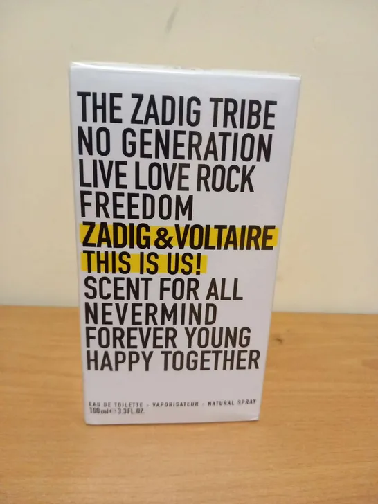 BOXED AND SEALED THE ZADIG TRIBE NO GENERATION LIVE LOVE ROCK FREEDOM EAU DE TOILETTE 100ML