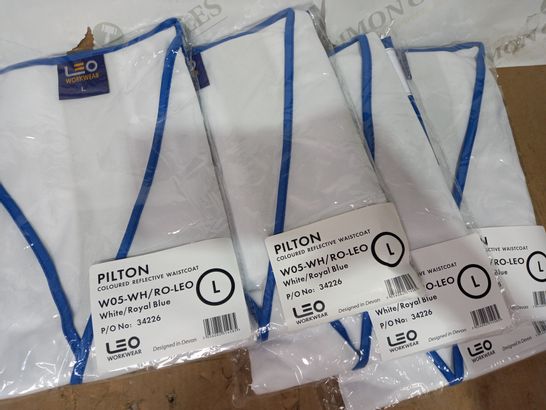 LOT OF APPROXIMATELY 5 BRAND NEW PILTON REFLECTIVE WAISTCOAT IN WHITE/BLUE SIZE L
