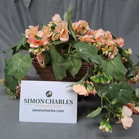 BOXED FAUX BEGONIA HANGING BASKET