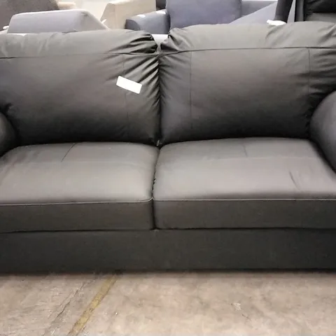 DESIGNER THREE SEATER SOFA BLACK FAUX LEATHER 