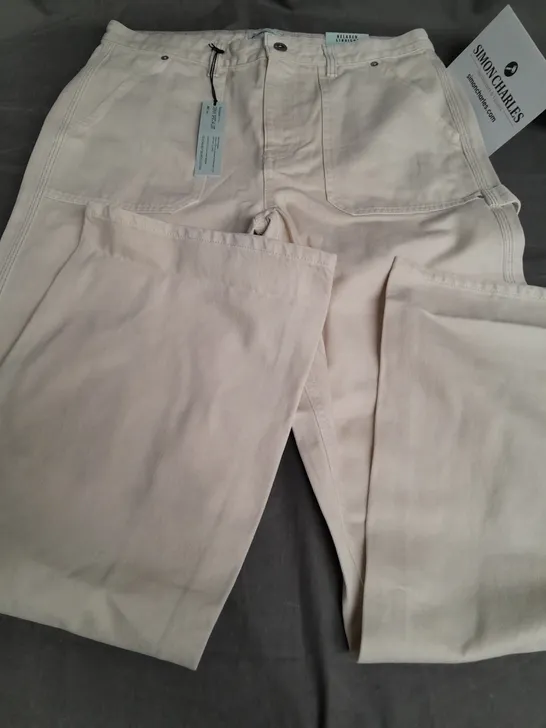 RIVER ISLAND DENIM CREAM JEANS - UK 14R