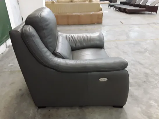 QUALITY ITALIAN DESIGNER DEGANO ELECTRIC RECLINER CHAIR WITH SMALL ARMS - GREY ANTHRACITE LEATHER