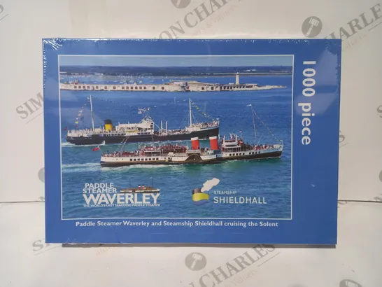 BOXED 1000 PIECE JIGSAW PUZZLE - PADDLE STEAMER WAVERLEY & STEAMSHIP SHIELDHALL