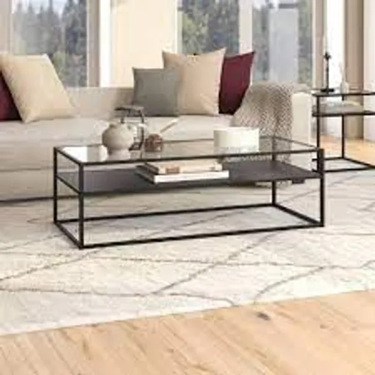 COFFEE TABLE IN BLACKENDED BRONZE FINISH WITH METAL SHELF 57.7" X 27.2" X 3.7"