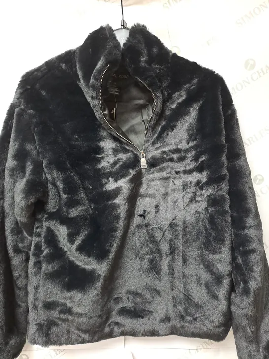 CRYSTAL KOBE FUR COAT IN BLACK SIZE XS