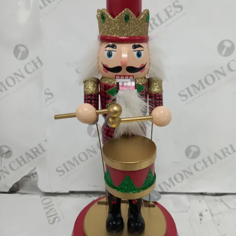 FESTIVE 32CM WOODEN ANIMATED MUSICAL NUTCRACKER