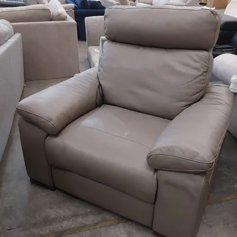 QUALITY ITALIAN DESIGNER POWER RECLINING EASY CHAIR GREY LEATHER 