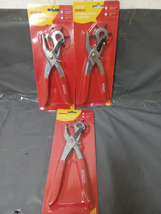 LOT OF 3 AMTECH REVOLVING LEATHER PUNCH PLIERS