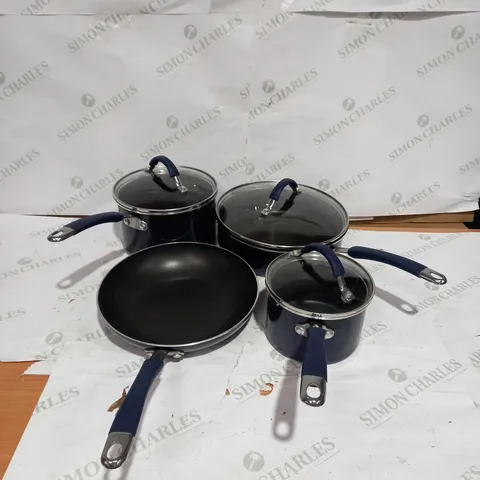 COOK'S ESSENTIALS NON-STICK METALLIC COOKWARE SET - MIDNIGHT BLUE