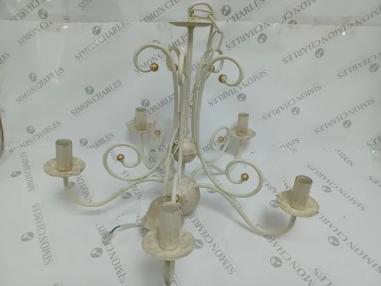 BOXED VITALUCE IMANE 5 LIGHT CANDLE-STYLE CHANDELIER BEIGE/GOLD METAL