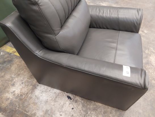 DESIGNER EASY CHAIR GREY LEATHER 