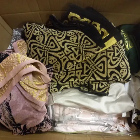 LARGE BOX OF ASSORTED DUVETS , TOWELS AND PILLOWS 