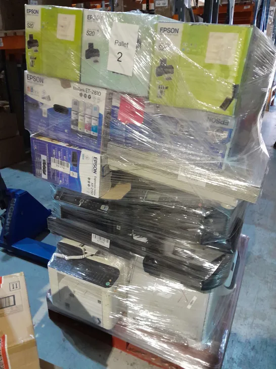 PALLET OF APPROXIMATELY 35 ASSORTED ESPON WF-3620 PRINTERS , HP PRINTERS AND BROTHER FAX 1360 , ETC - COLLECTION ONLY 