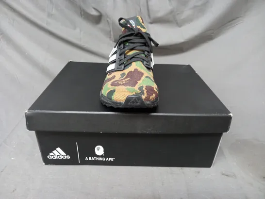 BOXED PAIR OF ADIDAS ULTRA BOOST BAPE SHOES IN CAMO UK SIZE 10