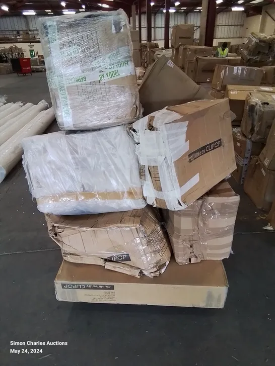 A PALLET OF VARIOUS FURNITURE PARTS AND CUSHIONS 