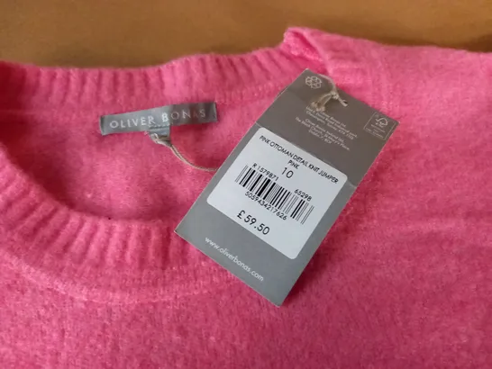 OLIVER BONAS PINK OTTOMAN PINK DETAIL KNIT JUMPER - 10