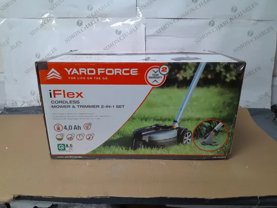 BOXED YARD FORCE IFLEX 12V MOWER & GRASS TRIMMER 