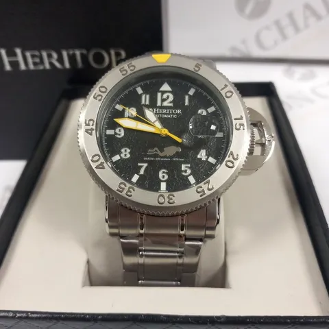 BOXED HERITOR STAINLESS STEEL WRIST WATCH