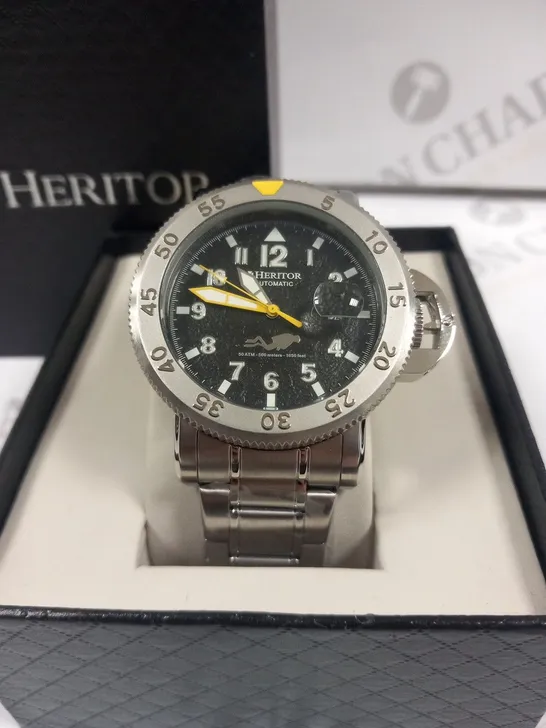 BOXED HERITOR STAINLESS STEEL WRIST WATCH