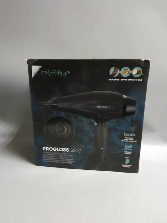 BOXED REVAMP PROGLOSS 5500 PROFESSIONAL HAIRDRYER BLACK