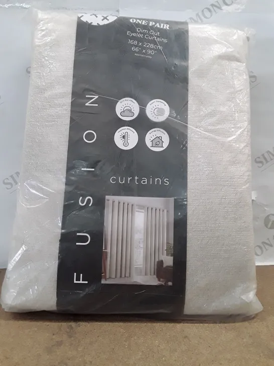 FUSION ONE PAIR DIM OUT EYELET CURTAINS STRATA - 168CM - 228CM 