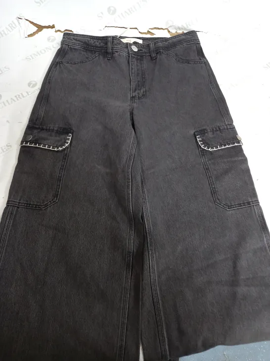 ANTHROPOLOGIE SEVENTY + MOCHI DENIM BLACK CARGO JEANS - W28