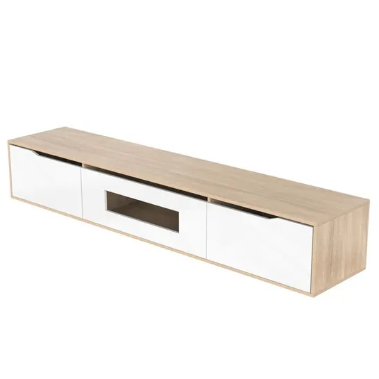 BOXED HIGH-GLOSS TV CABINET/MEDIA CONSOLE WITH COLOUR-CHANGING LED LIGHTS 